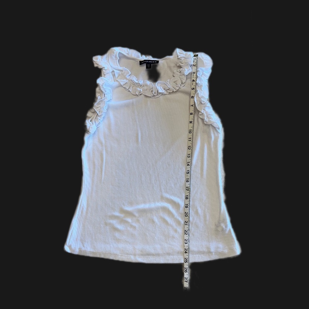 Boston Proper Ruffled Sleeveless Ribbed Top - Picture 3 of 4